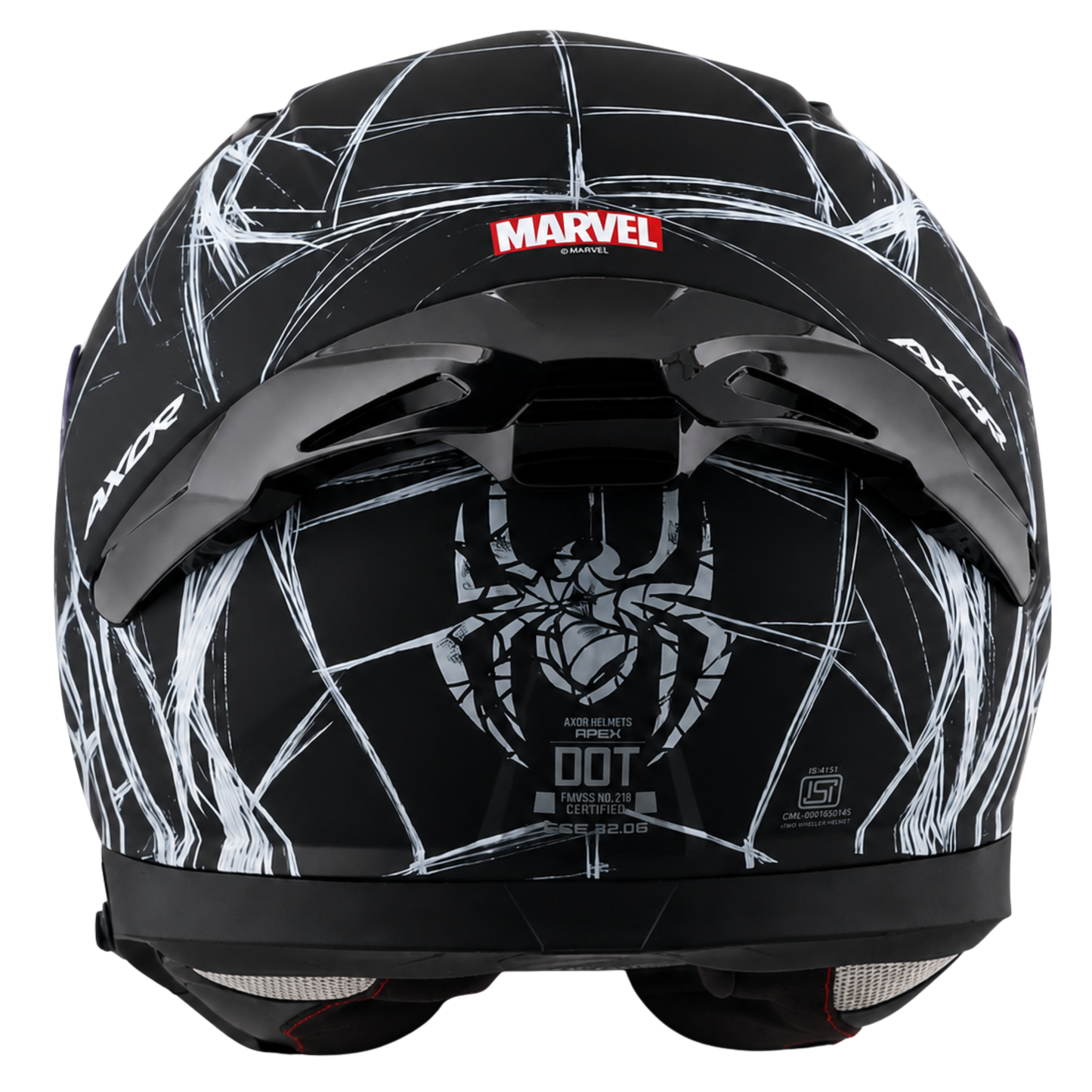 Axor Apex Marvel Spider Man Edition Full-Face Helmet With Spoiler (Dull Black/White)
