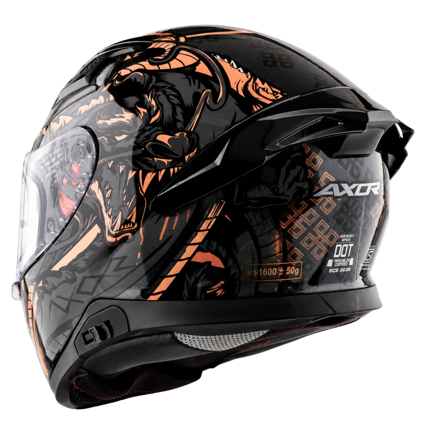 Axor Apex Scratch Full-Face Helmet With Spoiler (Black/Copper)