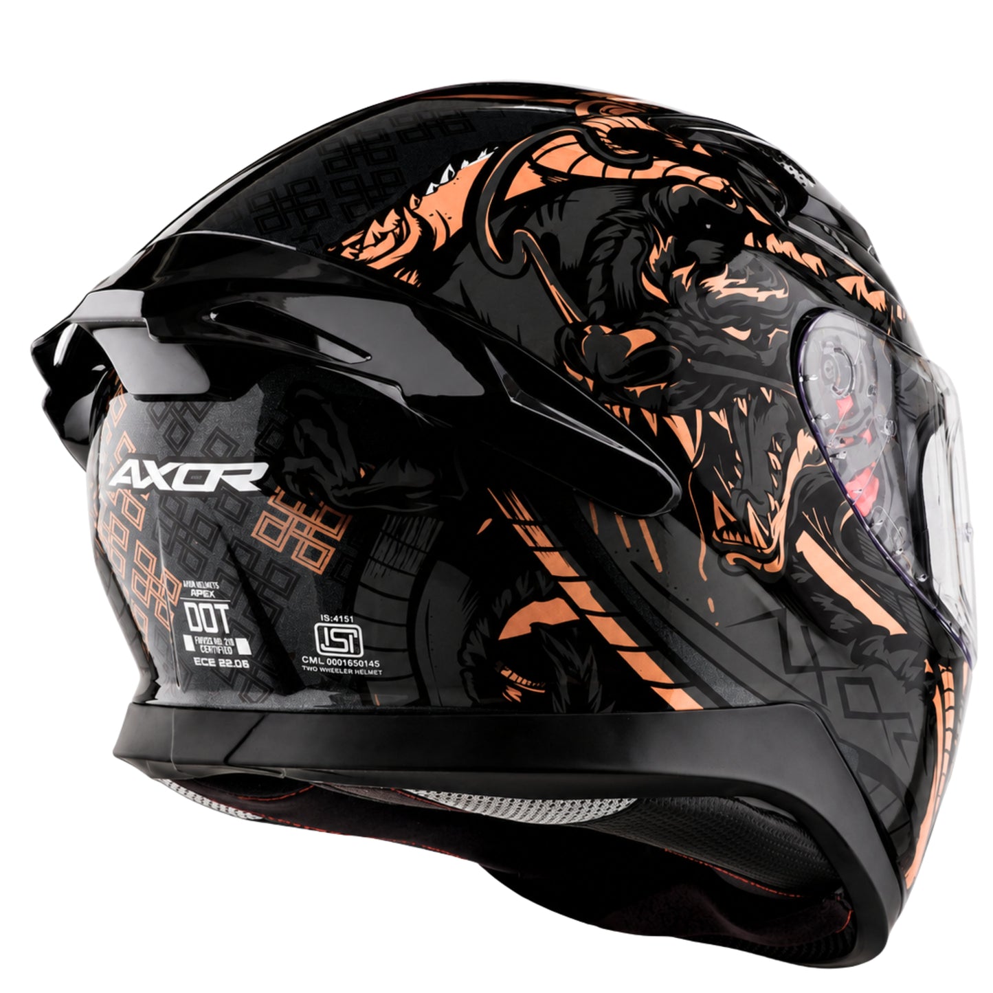 Axor Apex Scratch Full-Face Helmet With Spoiler (Black/Copper)