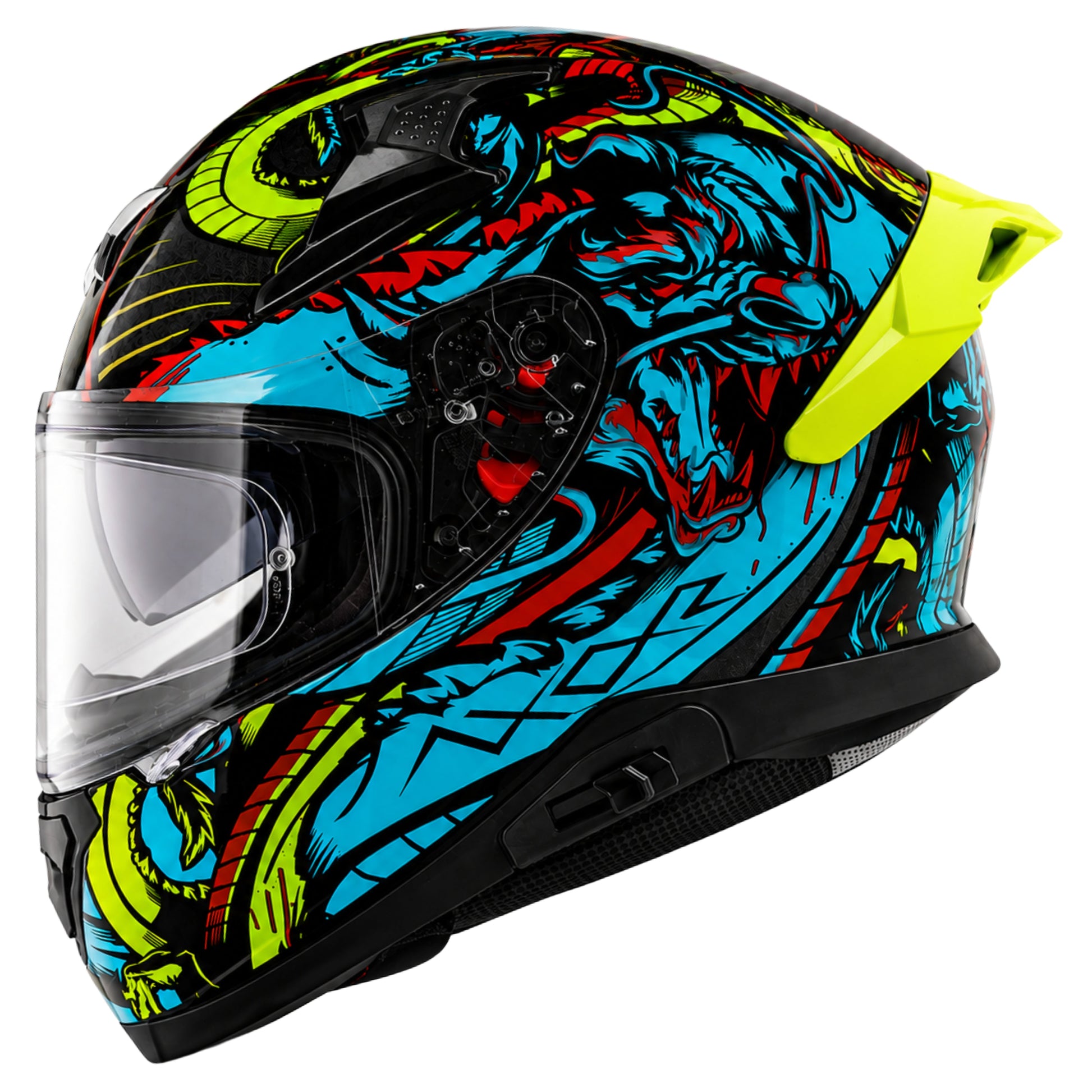 Axor Apex Scratch Full-Face Helmet With Spoiler (BlackNeon-Blue)