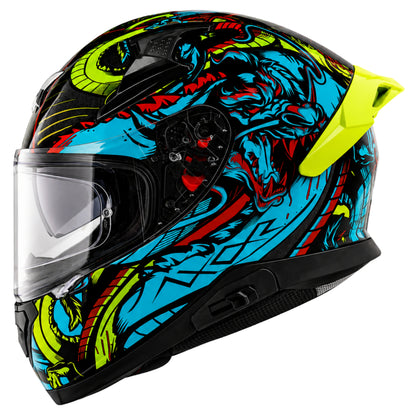 Axor Apex Scratch Full-Face Helmet With Spoiler (BlackNeon-Blue)