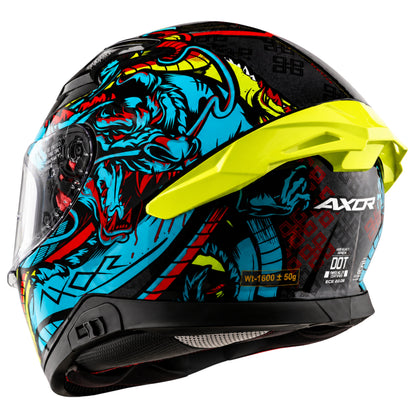 Axor Apex Scratch Full-Face Helmet With Spoiler (Black/Neon-Blue)