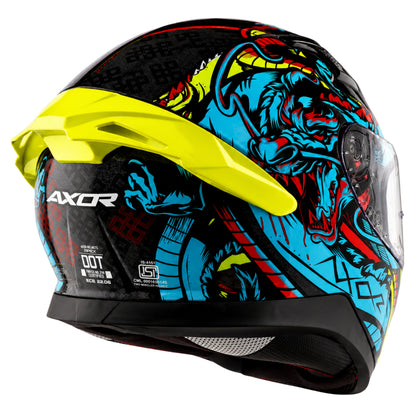 Axor Apex Scratch Full-Face Helmet With Spoiler (Black/Neon-Blue)