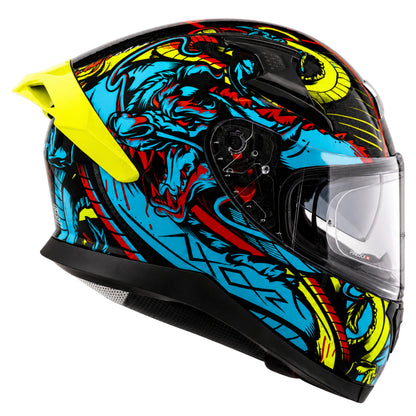 Axor Apex Scratch Full-Face Helmet With Spoiler (Black/Neon-Blue)