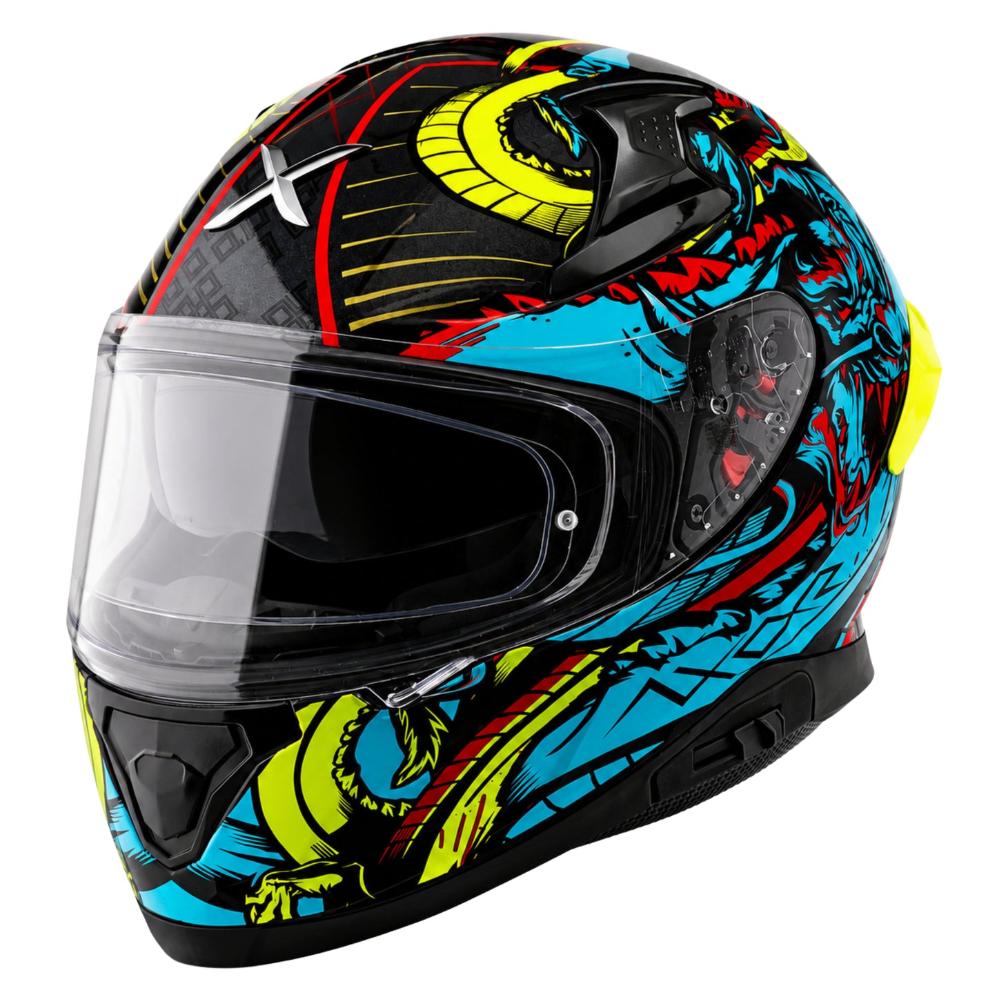 Axor Apex Scratch Full-Face Helmet With Spoiler (Black/Neon-Blue)