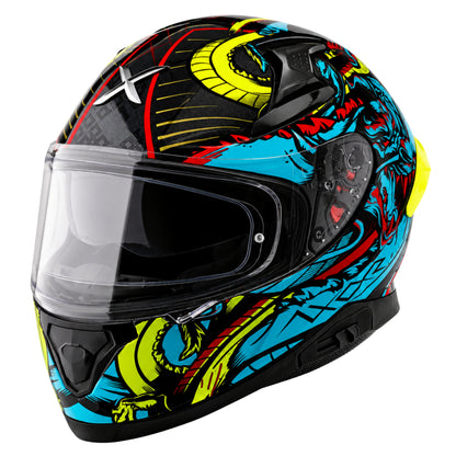 Axor Apex Scratch Full-Face Helmet With Spoiler (Black/Neon-Blue)