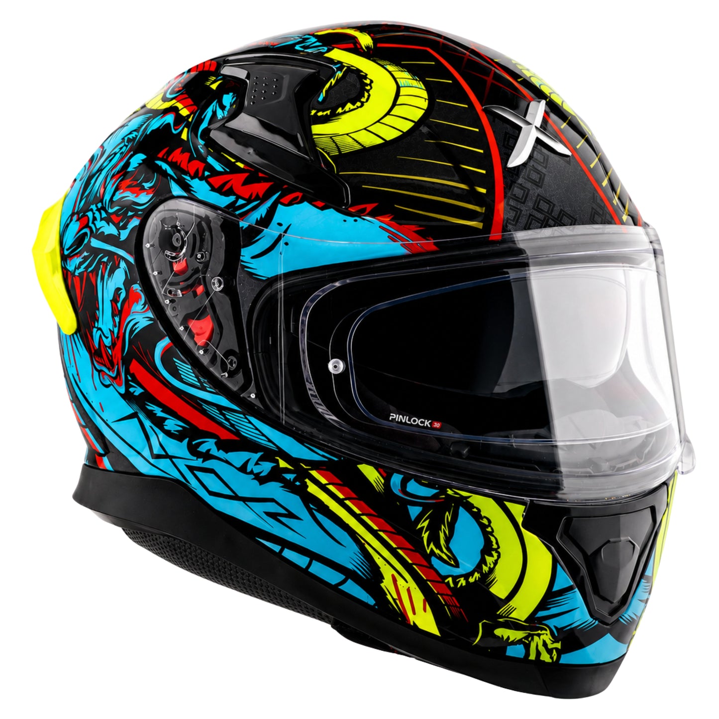 Axor Apex Scratch Full-Face Helmet With Spoiler (Black/Neon-Blue)