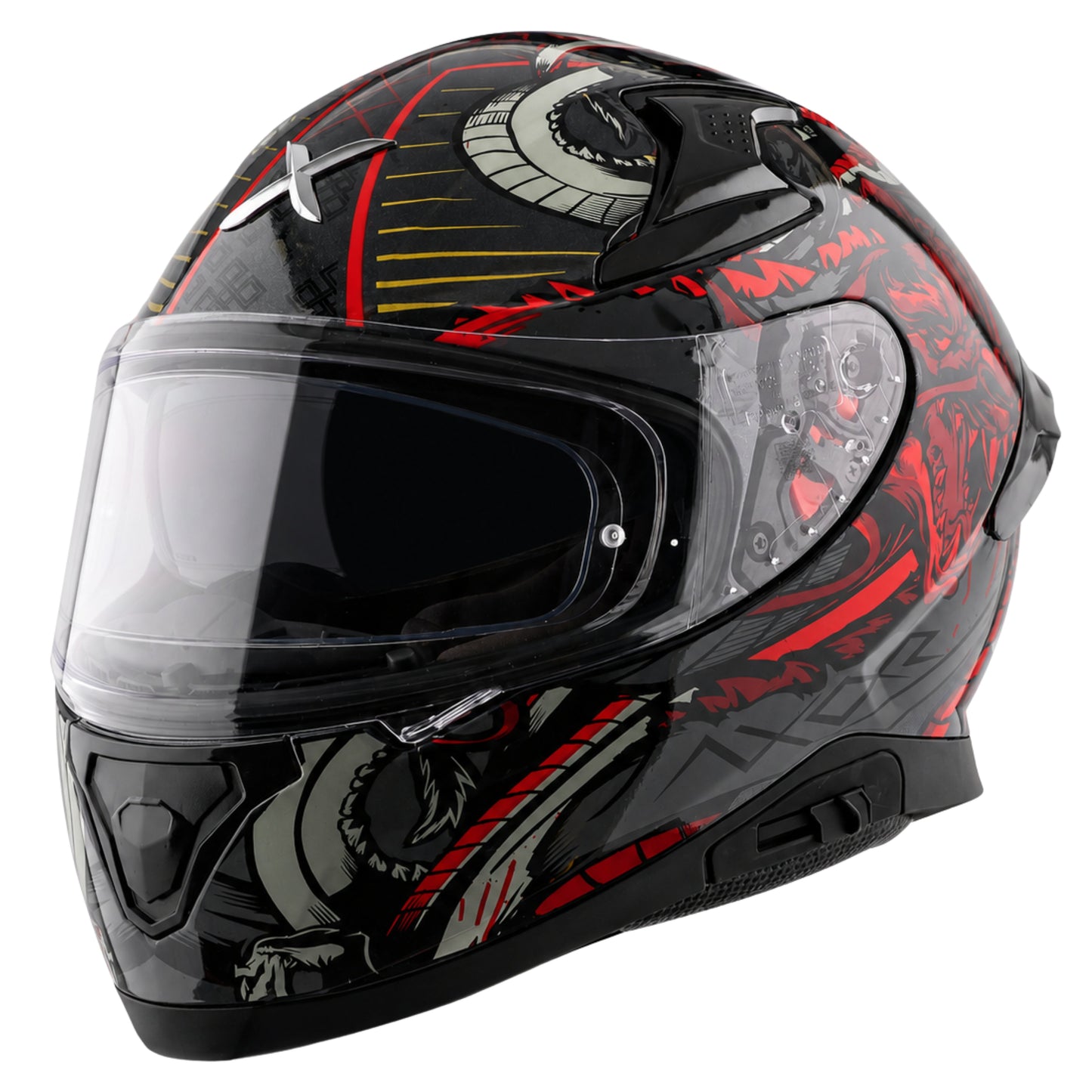 Axor Apex Scratch Full-Face Helmet With Spoiler (Black/Red)