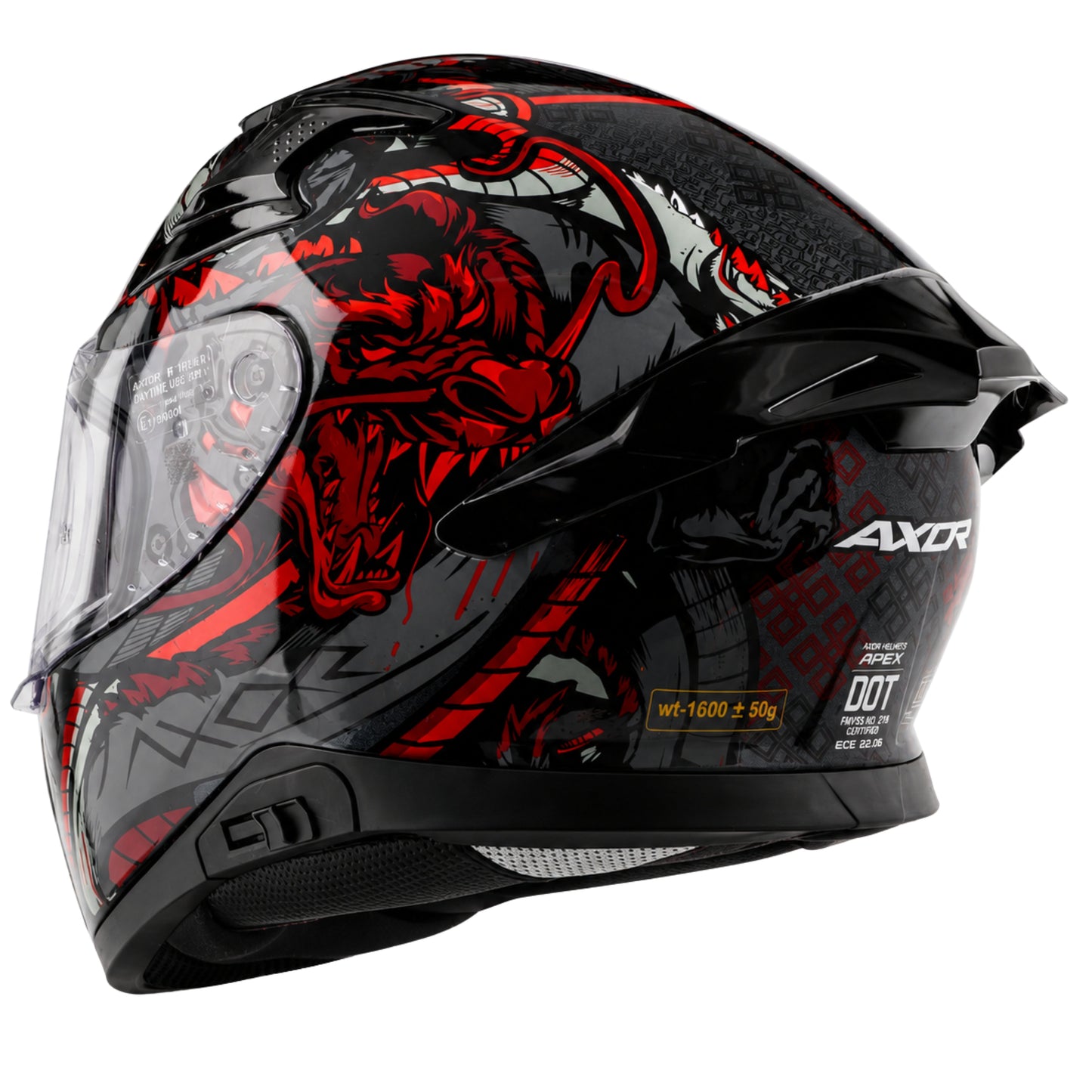 Axor Apex Scratch Full-Face Helmet With Spoiler (Black/Red)