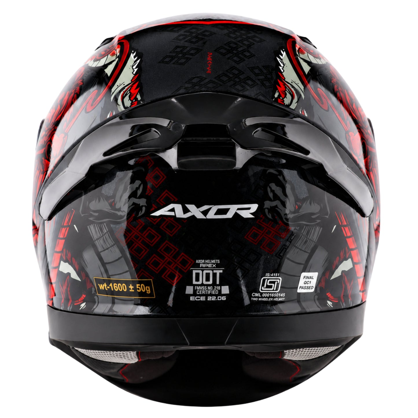 Axor Apex Scratch Full-Face Helmet With Spoiler (Black/Red)