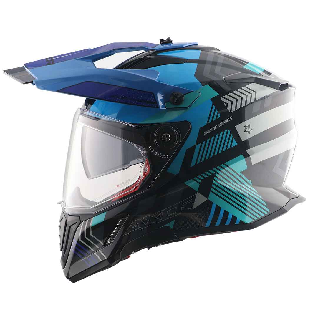 Axor X-Cross Dual Visor Gambling Helmet (Black/Blue)