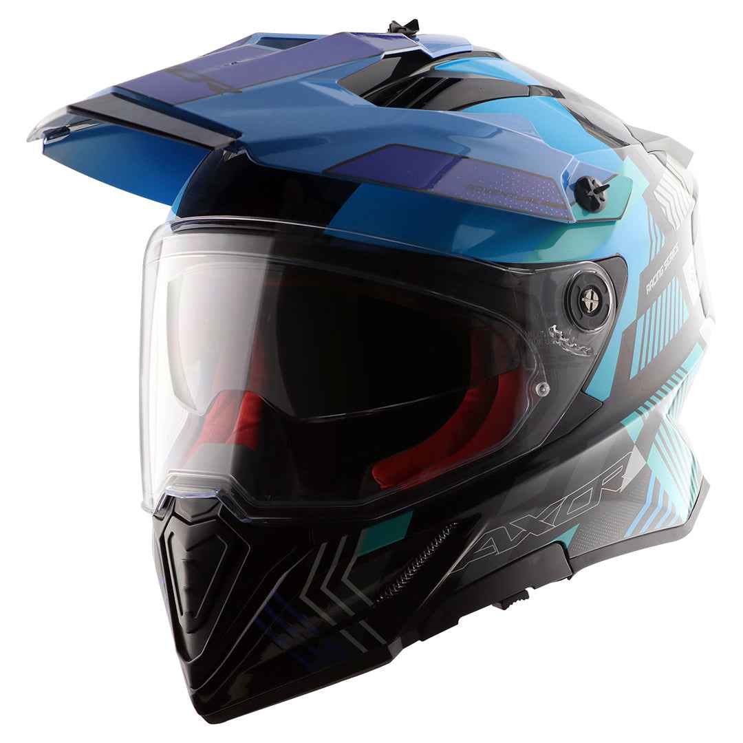 Axor X-Cross Dual Visor Gambling Helmet (Black/Blue)
