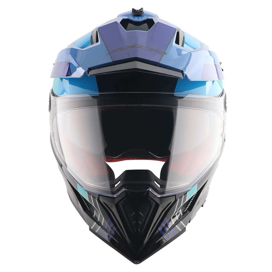 Axor X-Cross Dual Visor Gambling Helmet (Black/Blue)