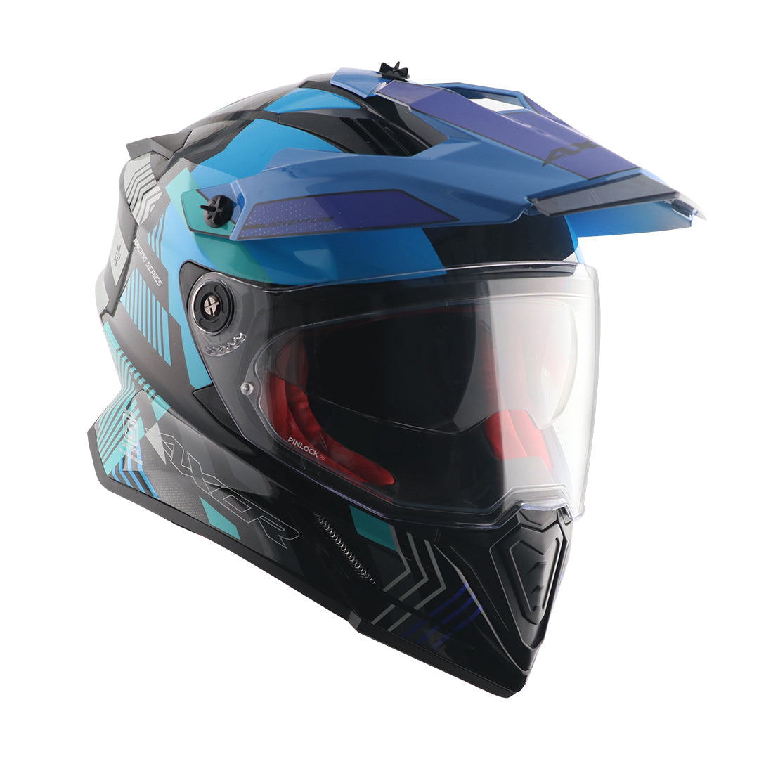 Axor X-Cross Dual Visor Gambling Helmet (Black/Blue)