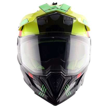 Axor X-Cross Dual Visor Gambling Helmet (Black Neon Yellow)