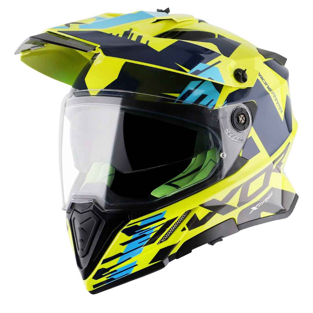 Axor X-cross X1 Dual Visor Helmet (Neon Yellow Blue)