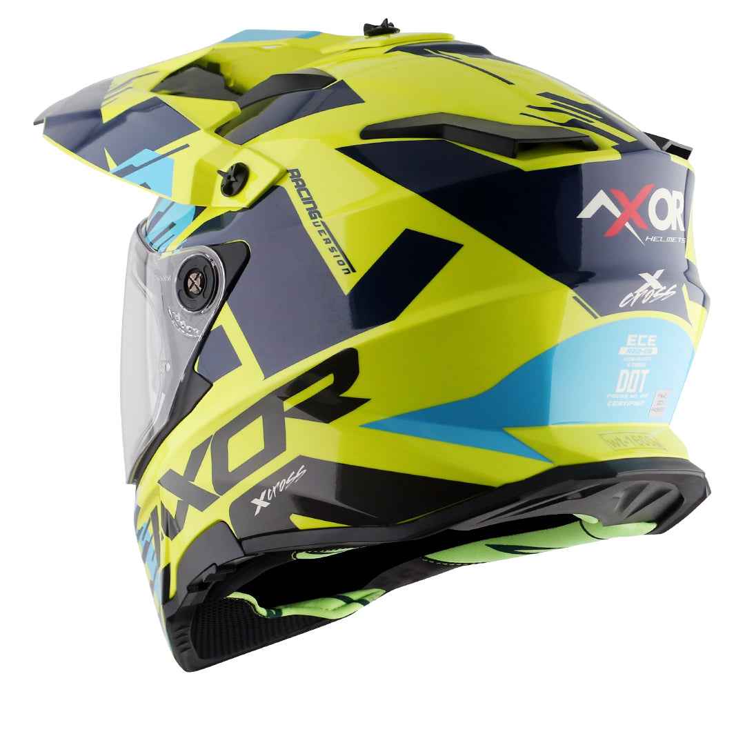 Axor X-cross X1 Dual Visor Helmet (Neon Yellow Blue)
