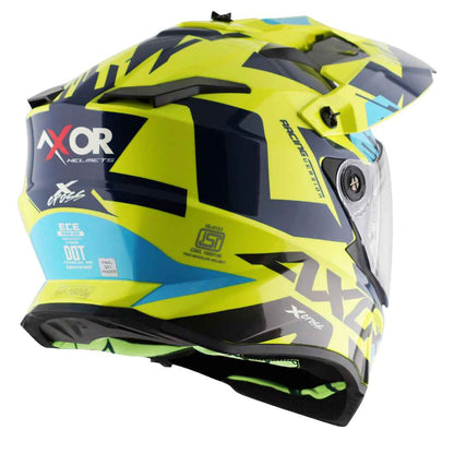 Axor X-cross X1 Dual Visor Helmet (Neon Yellow Blue)