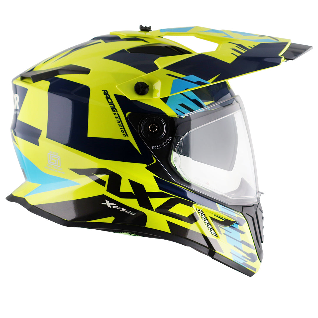 Axor X-cross X1 Dual Visor Helmet (Neon Yellow Blue)