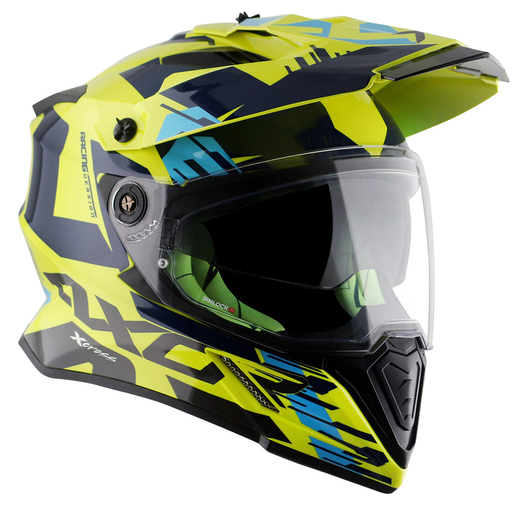 Axor X-cross X1 Dual Visor Helmet (Neon Yellow Blue)