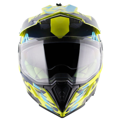 Axor X-cross X1 Dual Visor Helmet (Neon Yellow Blue)