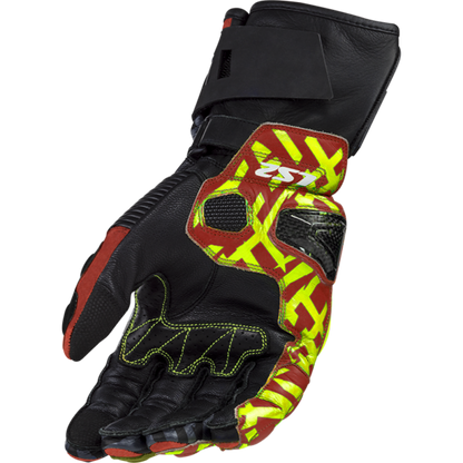 LS2 FENG RACING GLOVES RED H-V YELLOW - Riders Junction