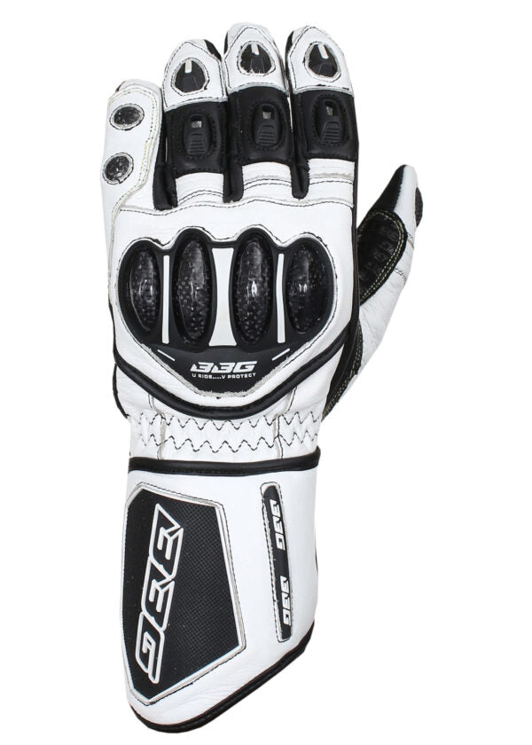 BBG- Racer Gloves – White - Riders Junction