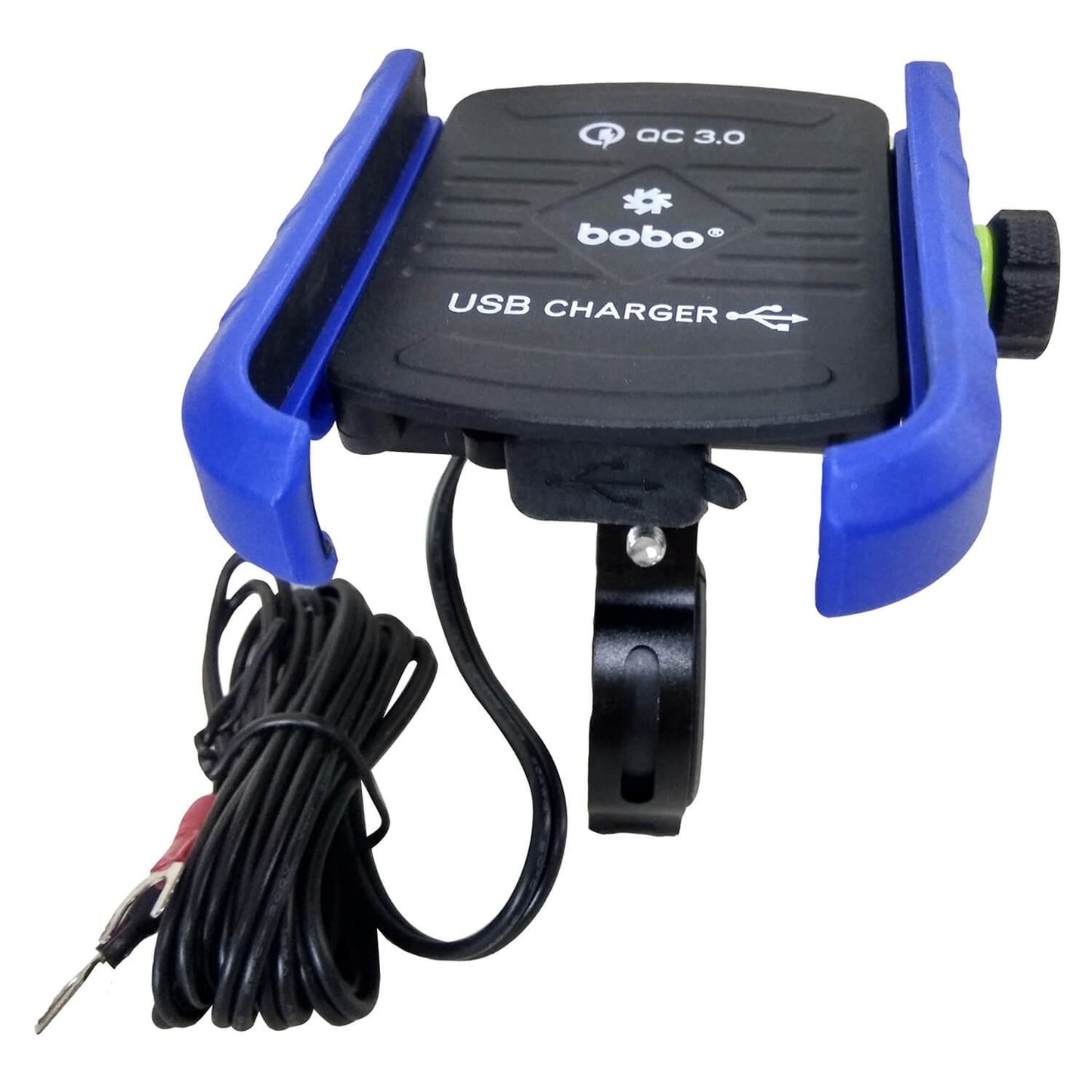 BOBO BM1 Jaw-Grip Bike Phone Holder (with fast USB 3.0 charger) Motorcycle Mobile Mount (Blue)-BB-BM-001-001003