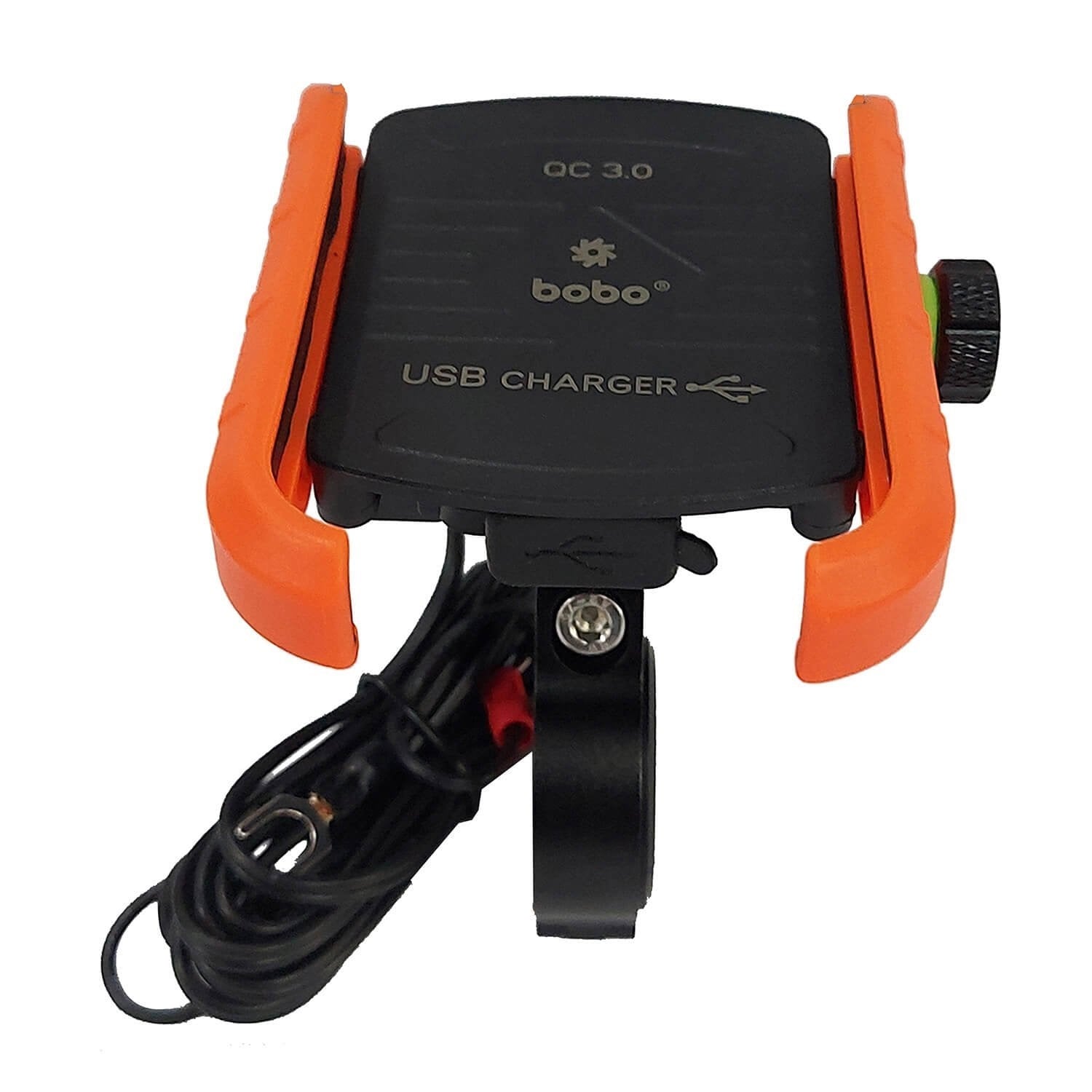 BOBO BM1 Jaw-Grip Bike Phone Holder (with fast USB 3.0 charger) Motorcycle Mobile Mount (Orange)-BB-BM-001-001005