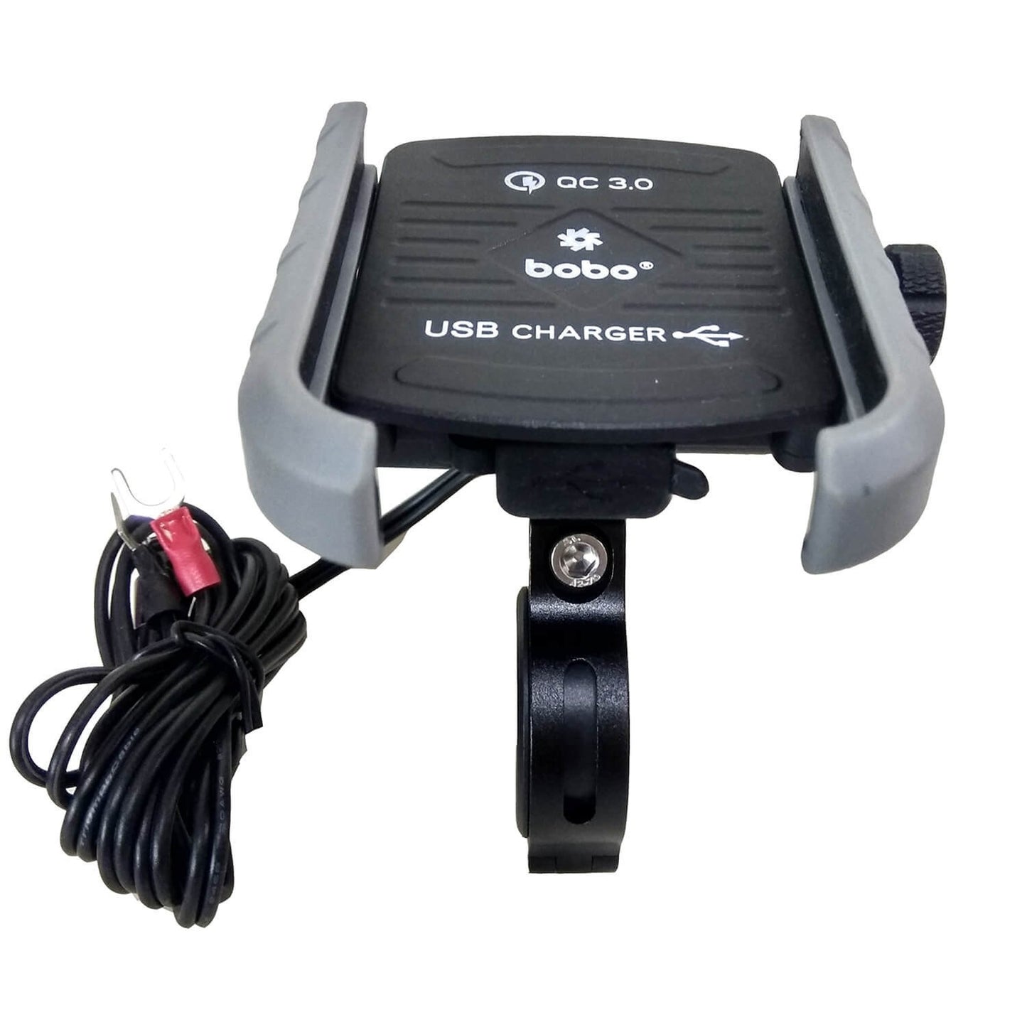 BOBO BM1 Jaw-Grip Bike Phone Holder (with fast USB 3.0 charger) Motorcycle Mobile Mount (Silver)-BB-BM-001-001004