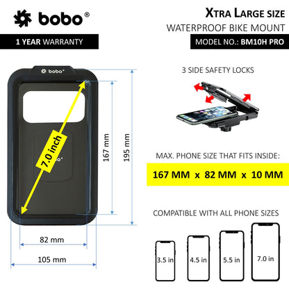 BOBO BM10H PRO Waterproof Mobile Holder with Vibration Controller - Riders Junction
