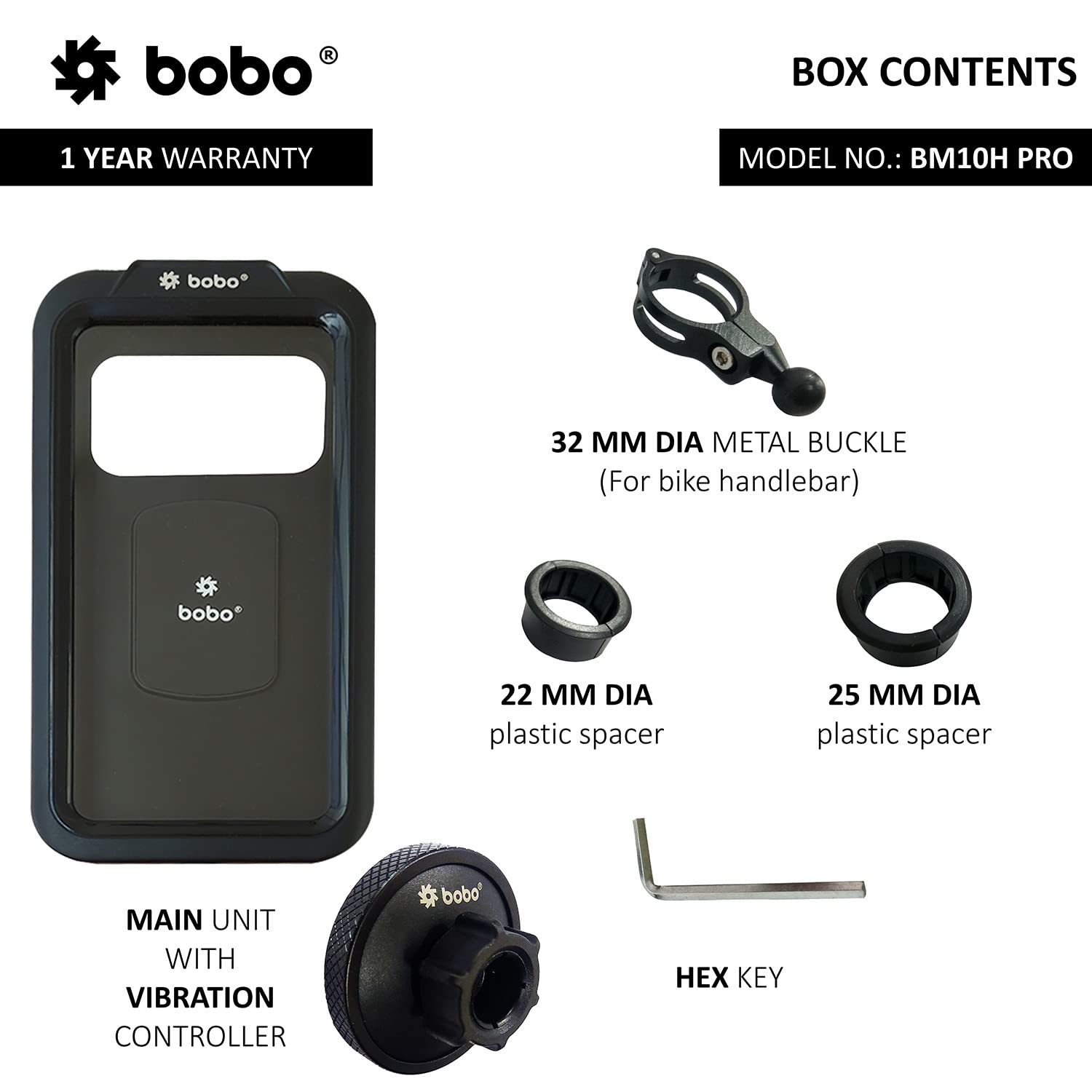 BOBO BM10H PRO Waterproof Mobile Holder with Vibration Controller - Riders Junction