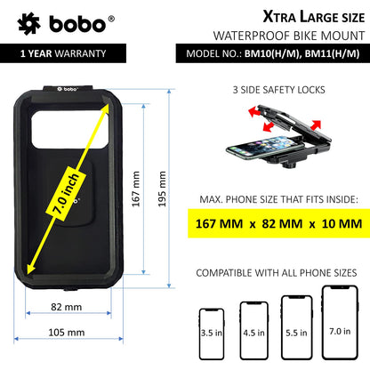BOBO BM10H Fully Waterproof Phone Holder Motorcycle Mobile Mount - Riders Junction
