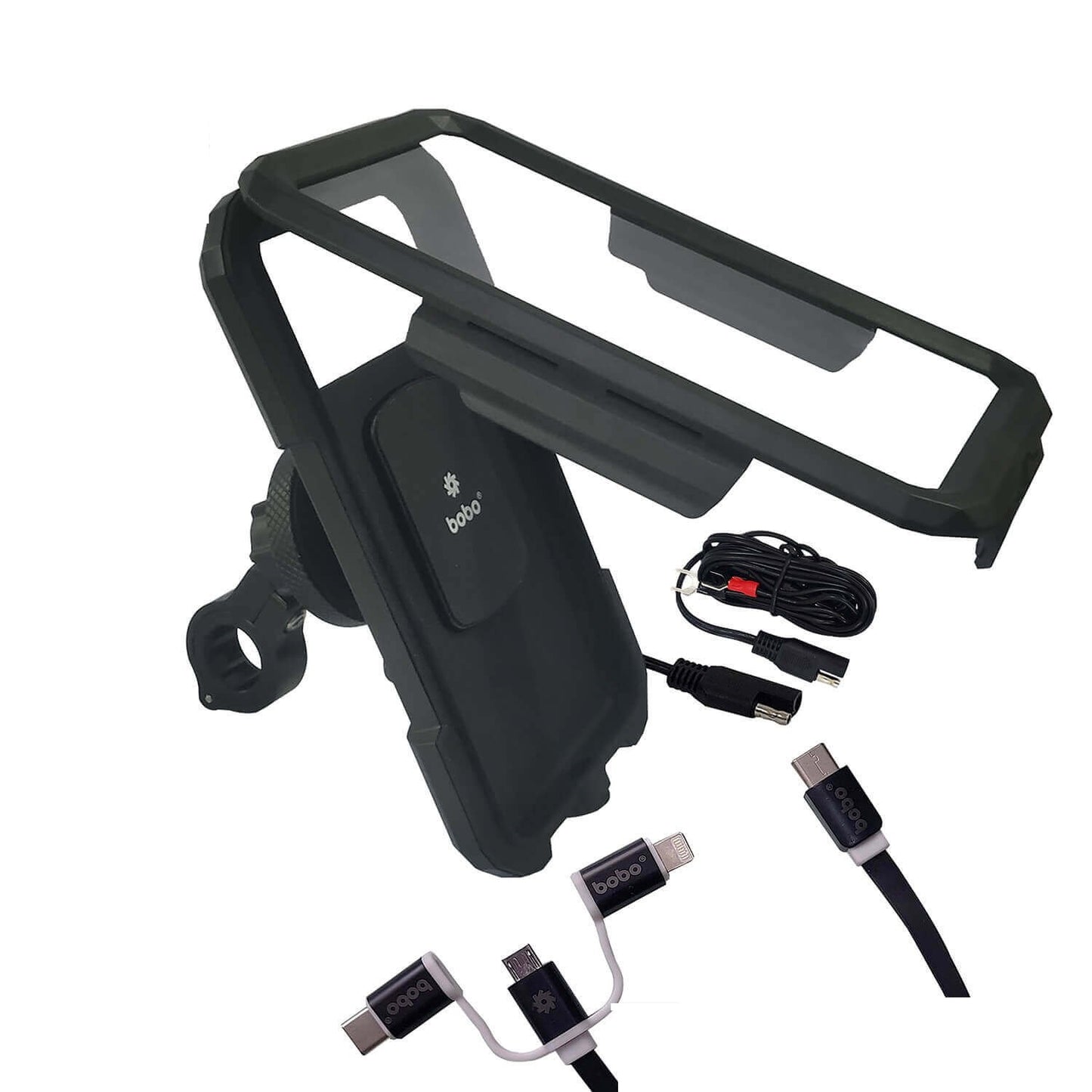 BOBO BM11H PRO Fully Waterproof Bike Phone Holder with Vibration Controller (with Fast 15W Wireless Charger & USB-C InputOutput Port) Motorcycle Mobile Mount-BB-BM-011-111001