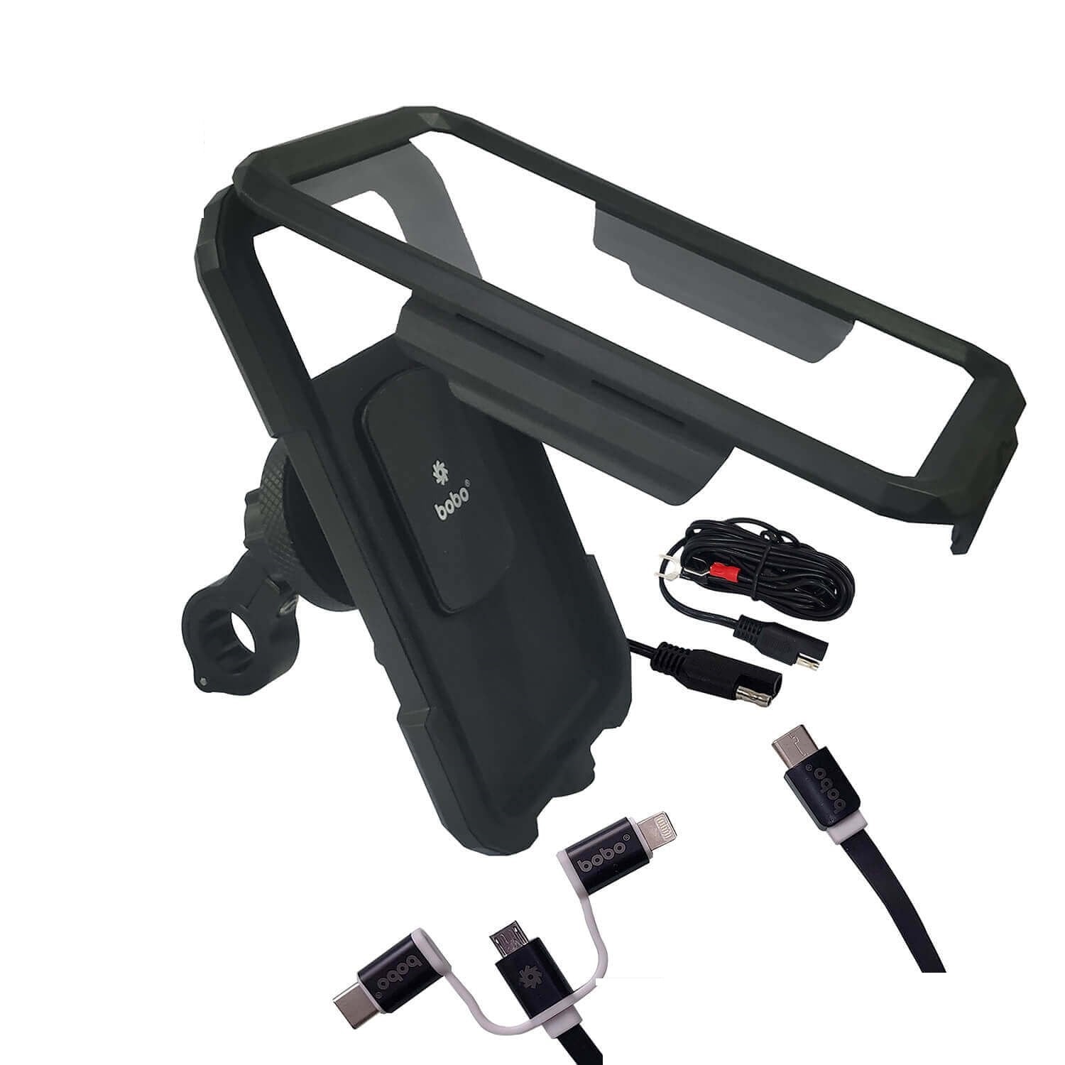 BOBO BM11H PRO Fully Waterproof Bike Phone Holder with Vibration Controller (with Fast 15W Wireless Charger & USB-C InputOutput Port) Motorcycle Mobile Mount-BB-BM-011-111001