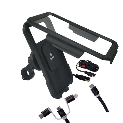 BOBO BM11H PRO Fully Waterproof Bike Phone Holder with Vibration Controller (with Fast 15W Wireless Charger & USB-C InputOutput Port) Motorcycle Mobile Mount-BB-BM-011-111001