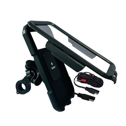 BOBO BM11H PRO PLUS Fully Waterproof Bike Phone Holder with PRO PLUS Vibration Damper (with Fast 15W Wireless Charger &amp; USB-C Input/Output Port) Motorcycle Mobile Mount-BB-BM-011-121001