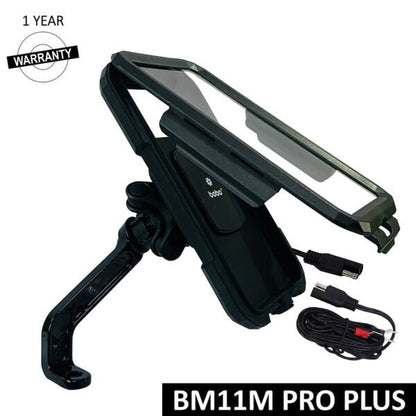 BOBO BM11M PRO PLUS Mirror Fully Waterproof Bike Phone Holder with PRO PLUS Vibration Damper (with Fast 15W Wireless Charger & USB-C InputOutput Port) Motorcycle Mobile Mount - BB-BM-011-122001