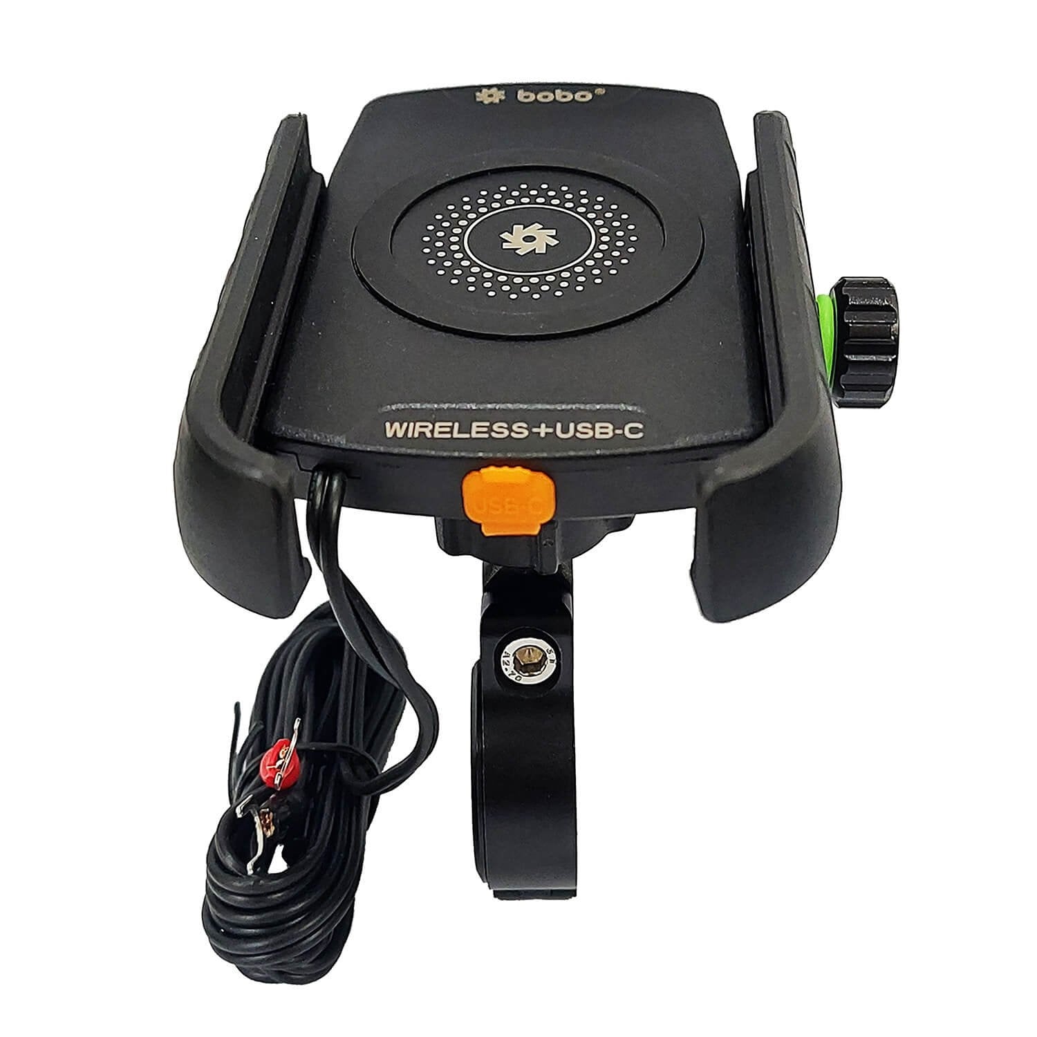 BOBO BM12 Bike Phone Holder (with Fast 15W Wireless Charger & USB-C InputOutput Port) Motorcycle Mobile Mount-BB-BM-012-001001