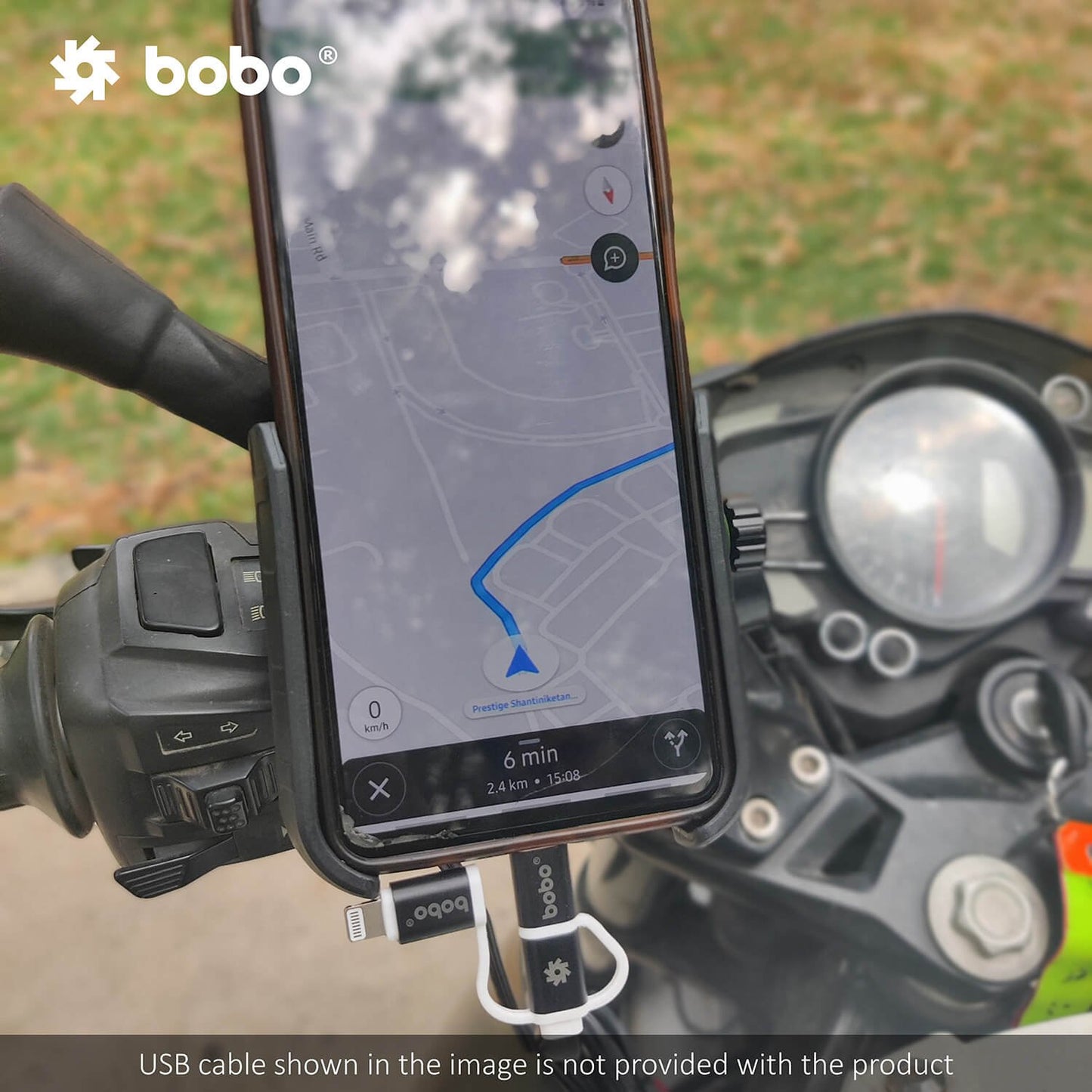 BOBO BM12 Bike Phone Holder (with Fast 15W Wireless Charger &amp; USB-C Input/Output Port) Motorcycle Mobile Mount-BB-BM-012-001001