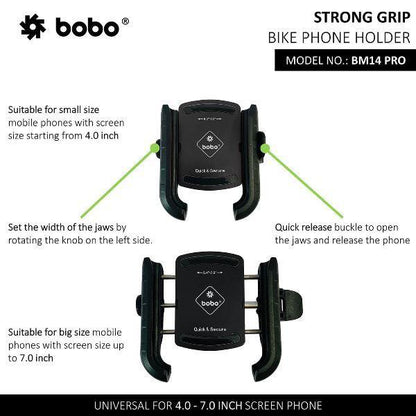 BOBO BM14 PRO X Quick Release Motorcycle Mobile Mount with Enhanced BM4 PRO Vibration Controller