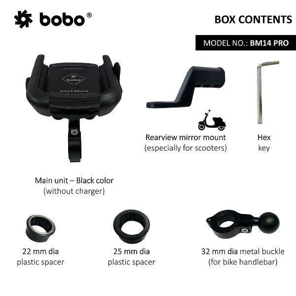 BOBO BM14 PRO X Quick Release Motorcycle Mobile Mount with Enhanced BM4 PRO Vibration Controller