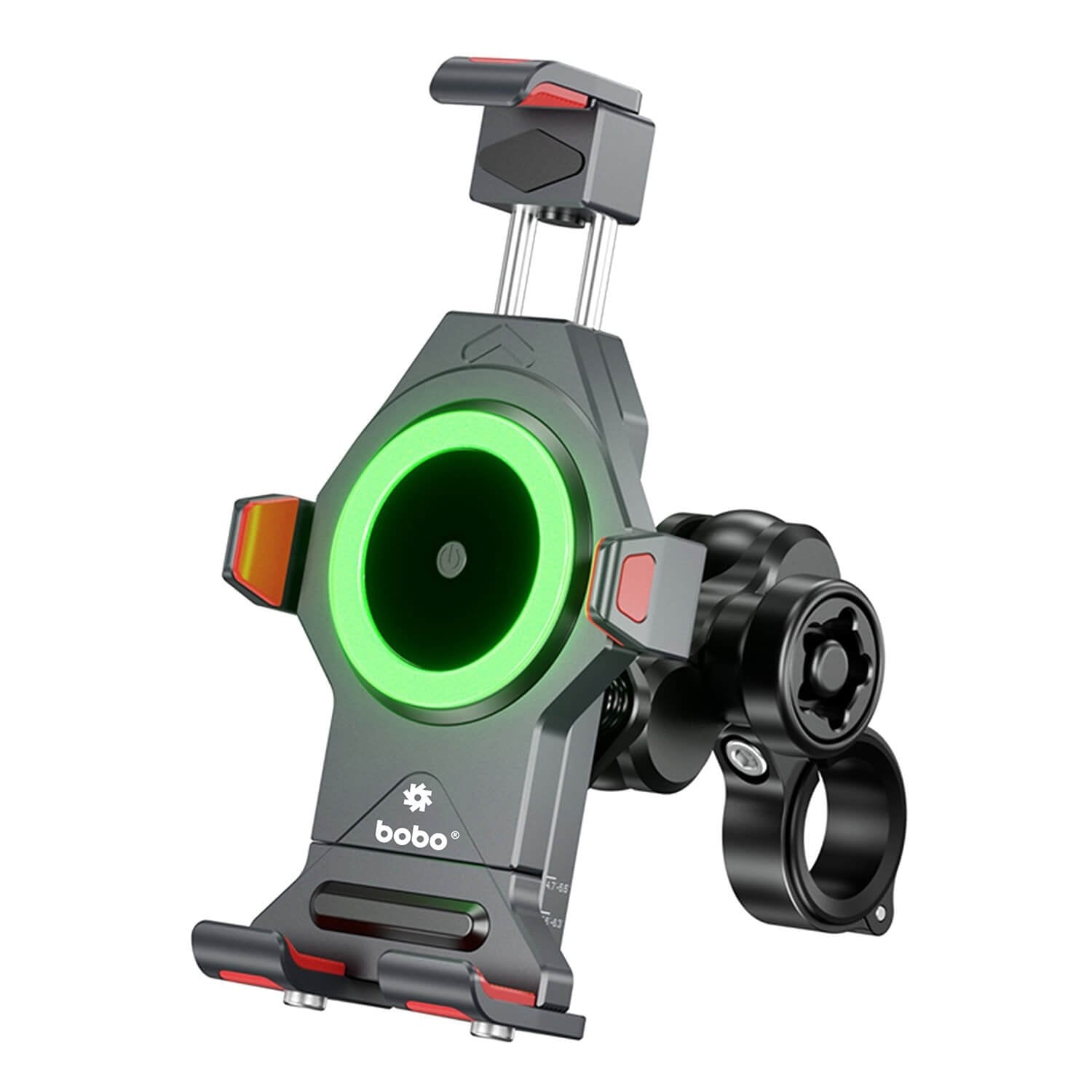 BOBO BM16 Anti-Vibration Metallic Bike Phone Holder (with Fast 15W Wireless Charger) Motorcycle Mobile Mount-BB-BM-016-001001