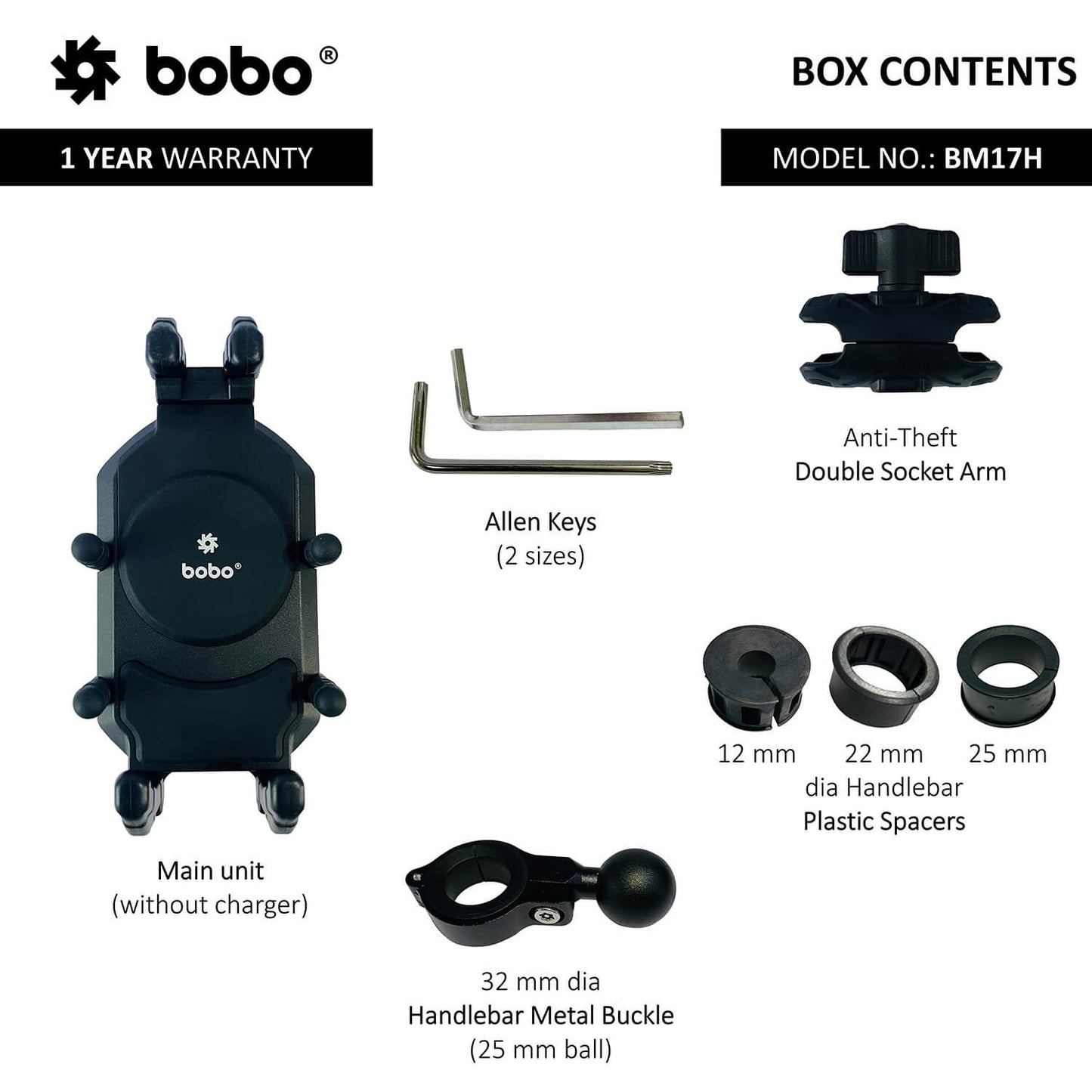 BOBO BM17M PRO Handlebar (or Mirror) Anti-Vibration Bike Cycle Phone Holder Motorcycle Mobile Mount-BB-BM-017-102001