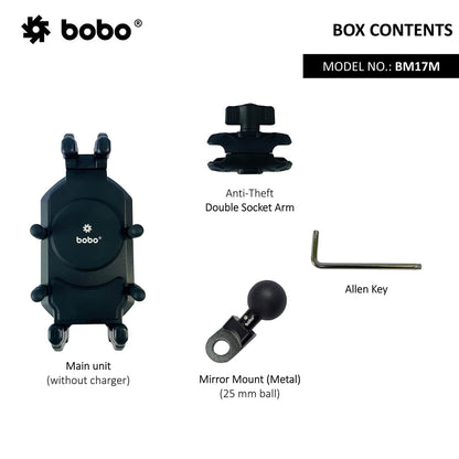 BOBO BM17M PRO Handlebar (or Mirror) Anti-Vibration Bike / Cycle Phone Holder Motorcycle Mobile Mount-BB-BM-017-102001