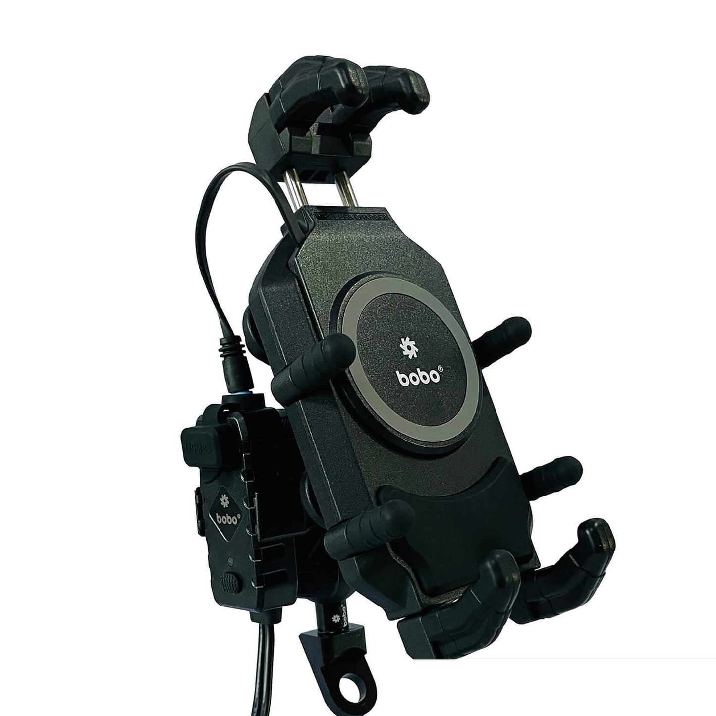 BOBO BM18M PRO Handlebar (or Mirror) Anti-Vibration Bike Phone Holder (with Fast 15W Wireless Charger USB-C Charging Module) Motorcycle Mobile Mount-BB-BM-018-102001