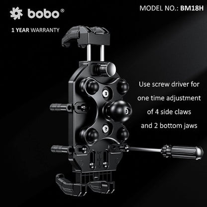 BOBO BM18H PRO Mirror Anti-Vibration Bike Phone Holder (with Fast 15W Wireless Charger & USB-C Charging Module) Motorcycle Mobile Mount - BB-BM-018-102001