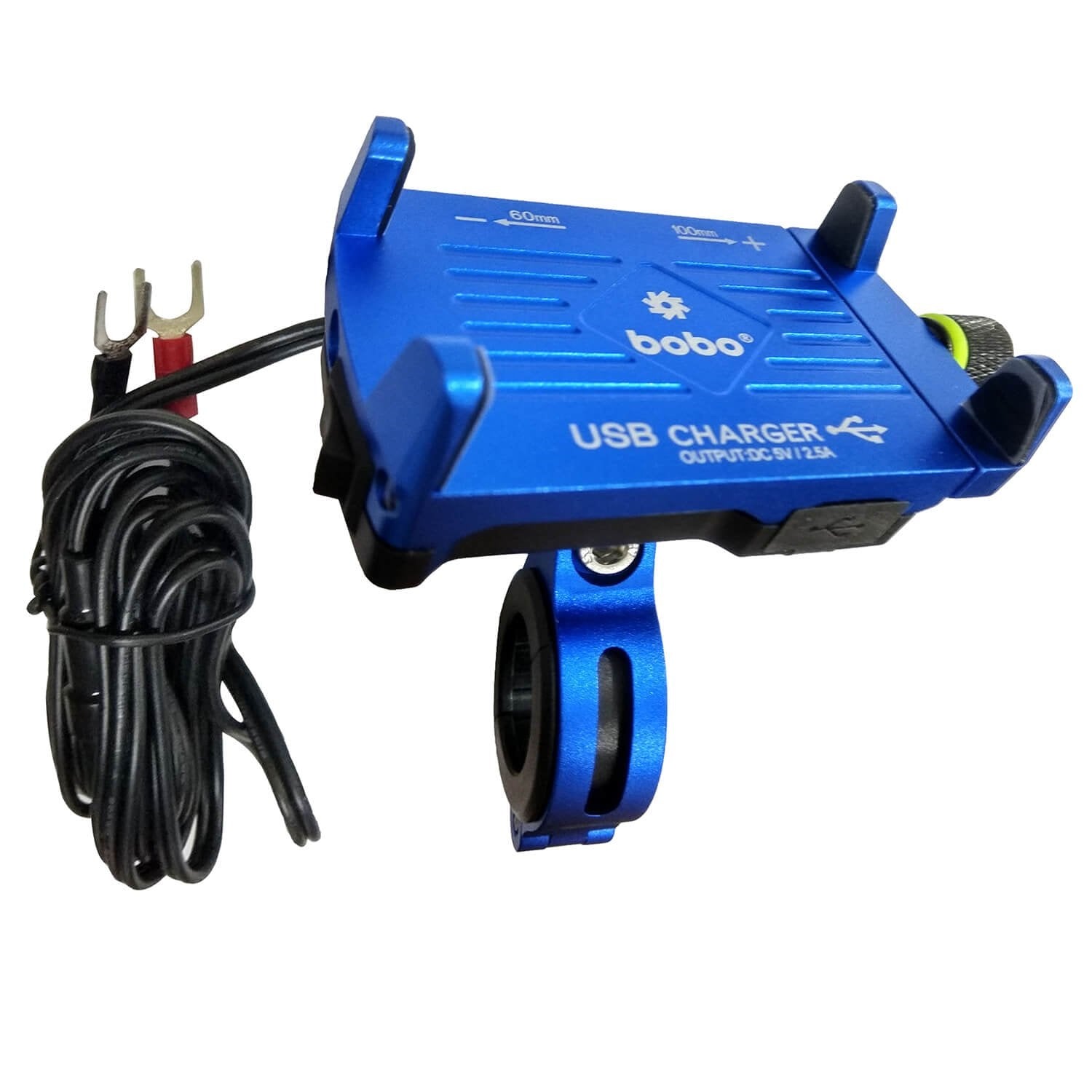 BOBO BM2 Claw-Grip Aluminium Bike Phone Holder (With 2.5A USB charger) Motorcycle Mobile Mount (Blue)-BB-BM-002-001003
