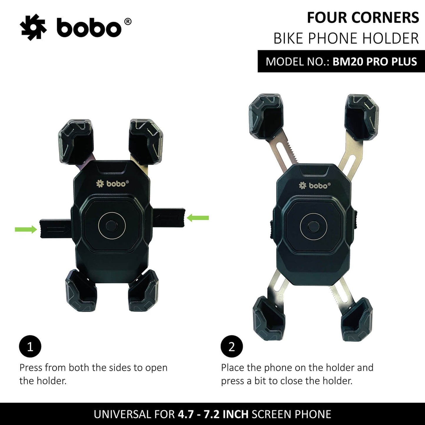 BOBO BM20 PRO PLUS Four Corners Secure Grip with PRO PLUS Vibration Damper Bike / Cycle Phone Holder Motorcycle Mobile Mount-BB-BM-020-021001