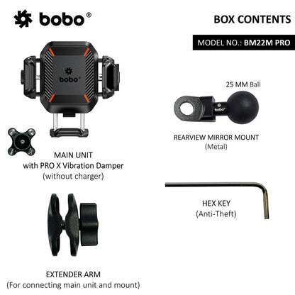 BOBO BM22H PRO Handlebar Mount Anti-Vibration Anti-Theft Bike / Cycle Phone Holder Motorcycle Mobile Mount-BB-BM-022-111001